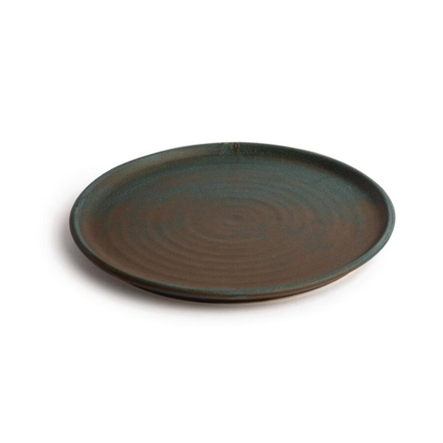 Canvas round plates with narrow edge | green | 26.5cm | 6 pieces