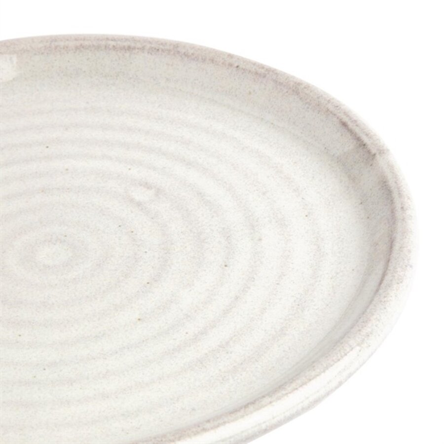 Canvas ronde borden met smalle rand | wit| 18 cm | 6 stuks