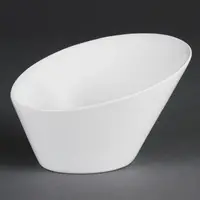 Bols ovales inclinés en faïence blanche | Blanc | 18x20cm | 3 pièces