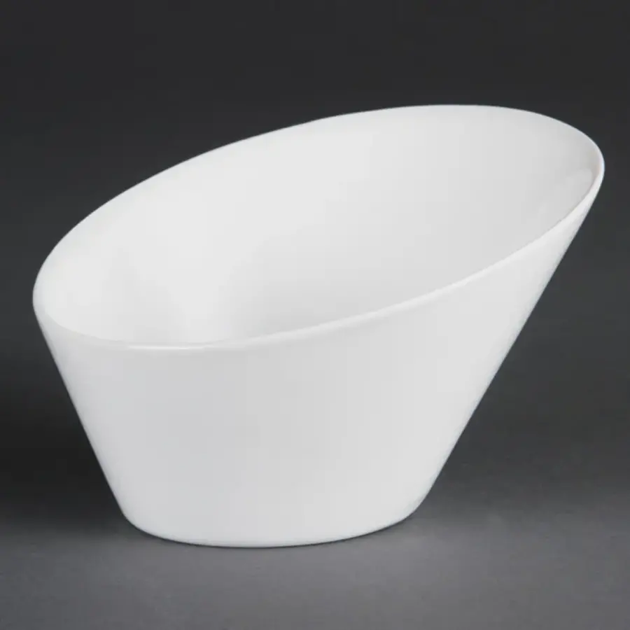 Bols ovales inclinés en faïence blanche | Blanc | 18x20cm | 3 pièces