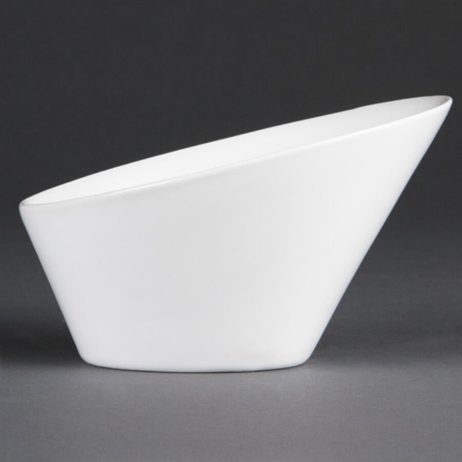 Bols ovales inclinés en faïence blanche | Blanc | 18x20cm | 3 pièces