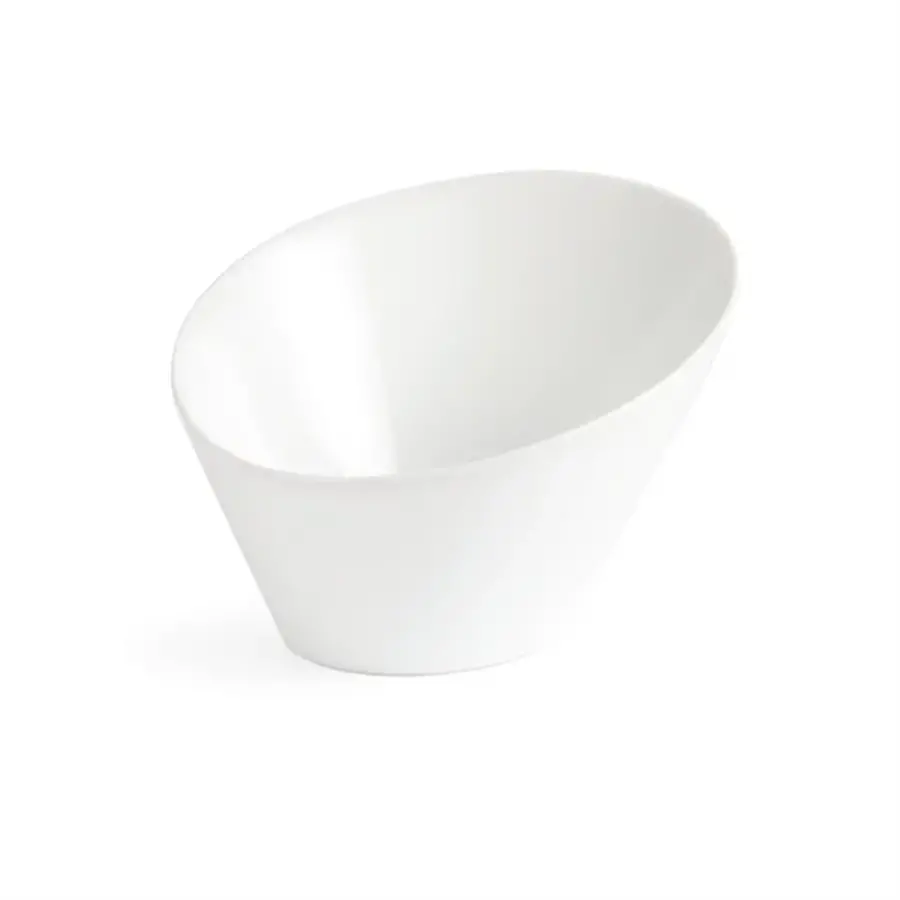 Bols ovales inclinés en faïence blanche | Blanc | 18x20cm | 3 pièces
