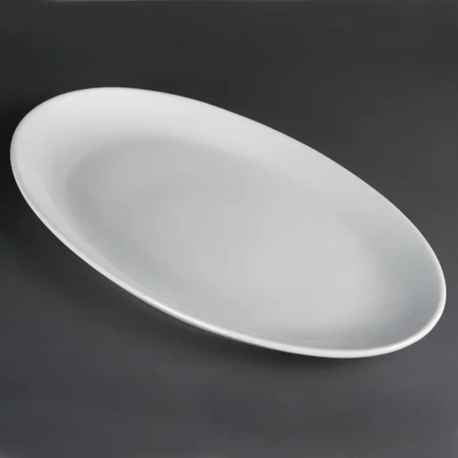 Whiteware deep white oval dish | Porcelain | 50Øcm
