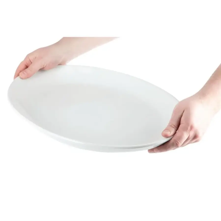 Whiteware deep white oval dish | Porcelain | 50Øcm