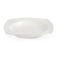 Whiteware rounded square soup plates | 25Øcm | 4 pieces