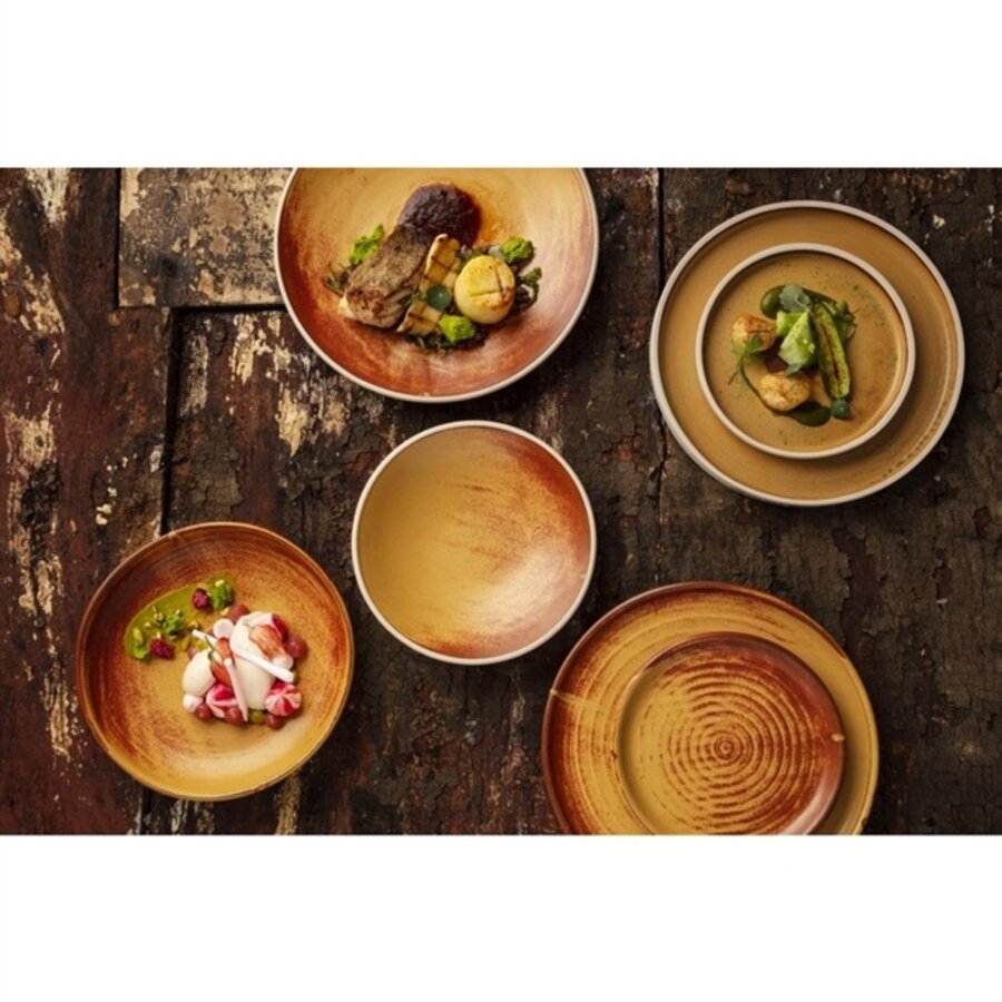 Canvas round plates with narrow edge | rusty orange| 18cm | 6 pieces