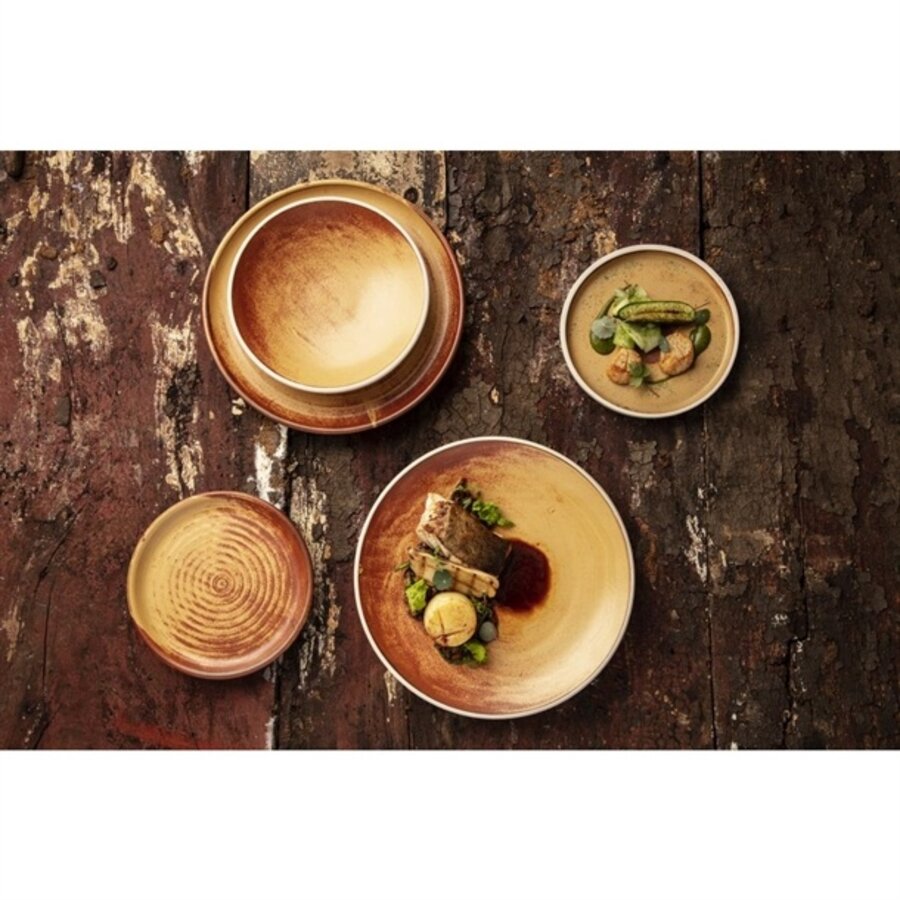 Canvas round plates with narrow edge | rusty orange| 18cm | 6 pieces