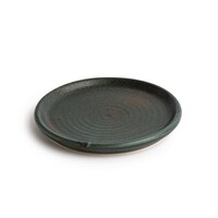 Canvas ronde borden met smalle rand | groen | 18 cm | 6 stuks