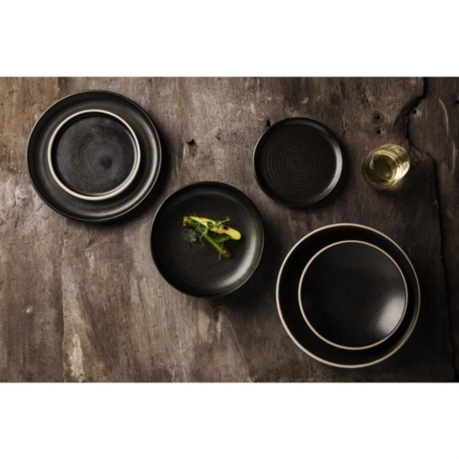 Canvas shallow bowls | black | 20cm | 6 pieces