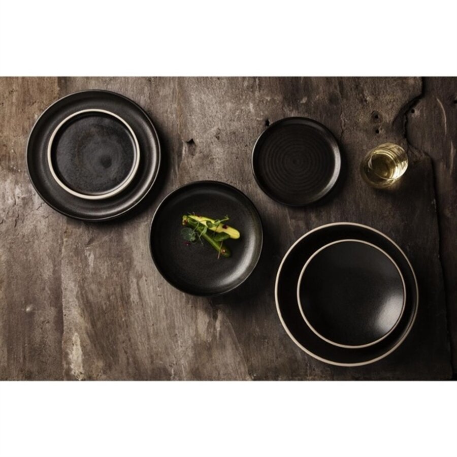 Flache Schalen aus Segeltuch | schwarz | 20 cm | 6 Stück