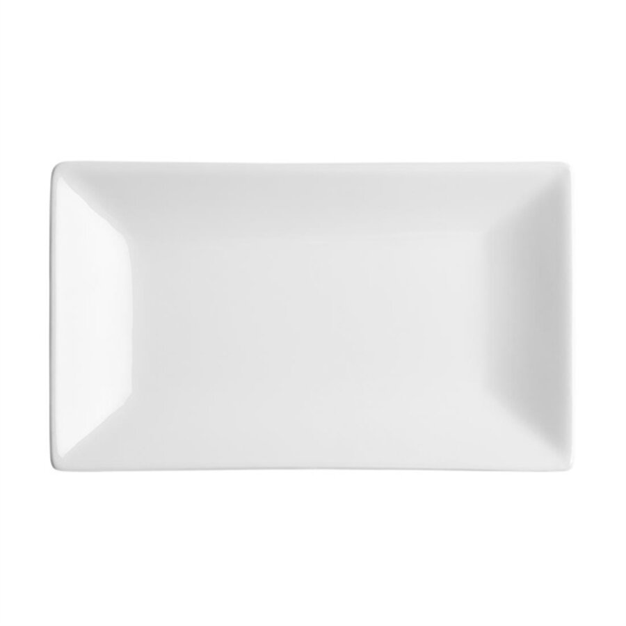 Plats de service rectangulaires en faïence blanche | 25x15cm | 4 pièces)
