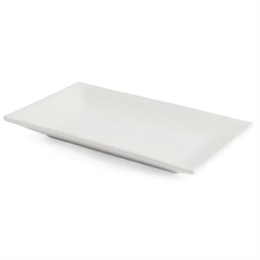 Plats de service rectangulaires en faïence blanche | 25x15cm | 4 pièces)