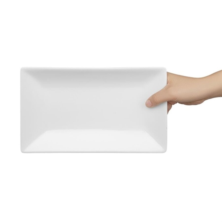 Plats de service rectangulaires en faïence blanche | 25x15cm | 4 pièces)