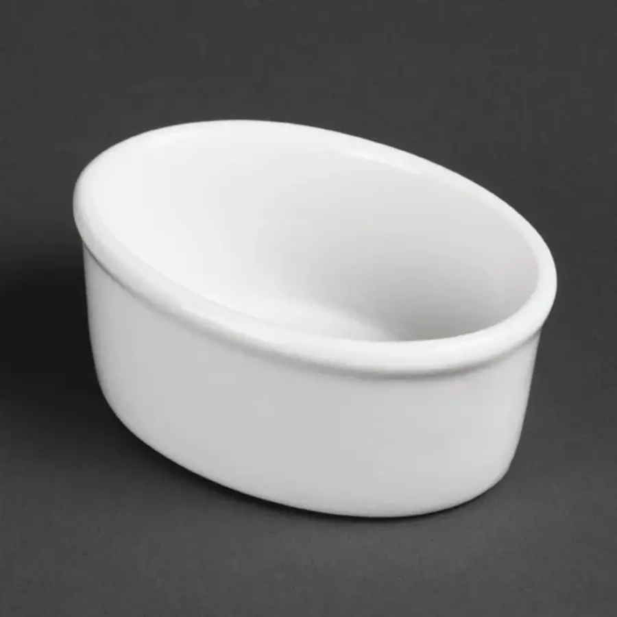 Ramequins ovales en faïence blanche | Porcelaine | 10,5Øcm | 12 pièces