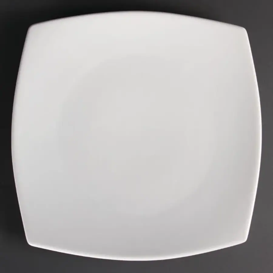 Assiettes carrées en faïence blanche aux coins arrondis | 30,5Øcm | 6 pièces
