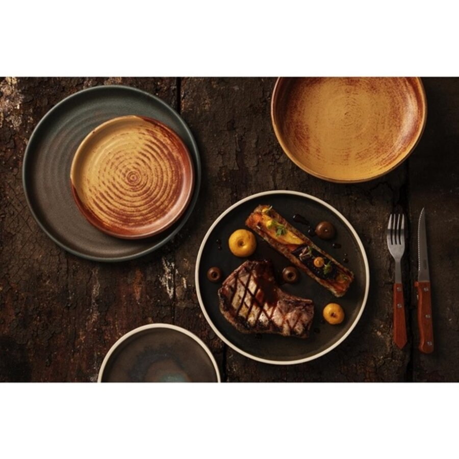 Assiettes rondes plates en toile | vert foncé | 25Øcm | 6 pièces