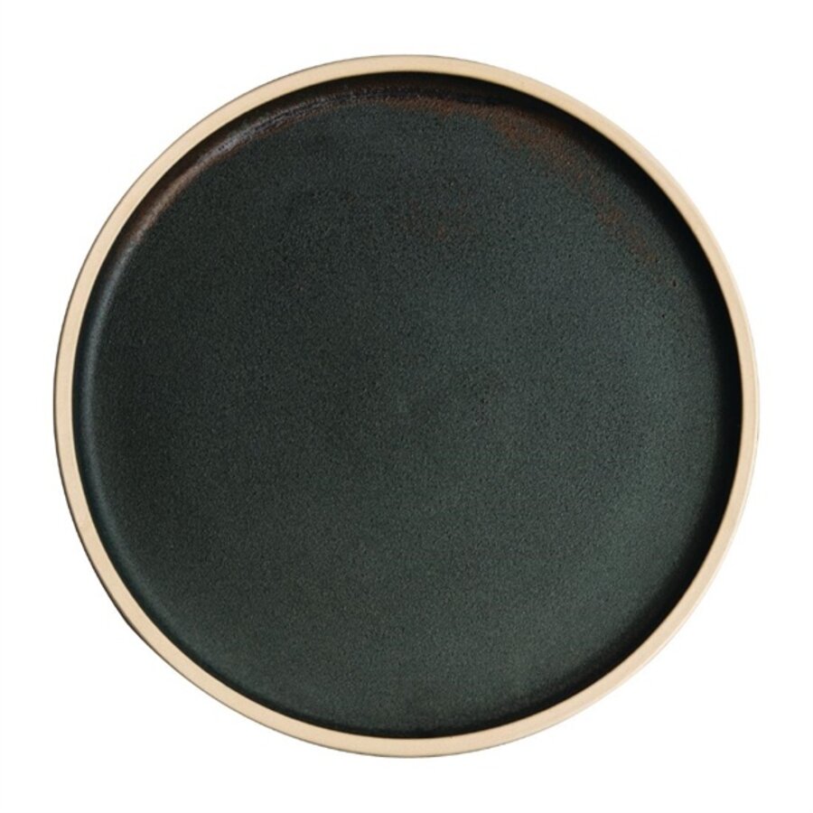 Assiettes rondes plates en toile | vert foncé | 25Øcm | 6 pièces