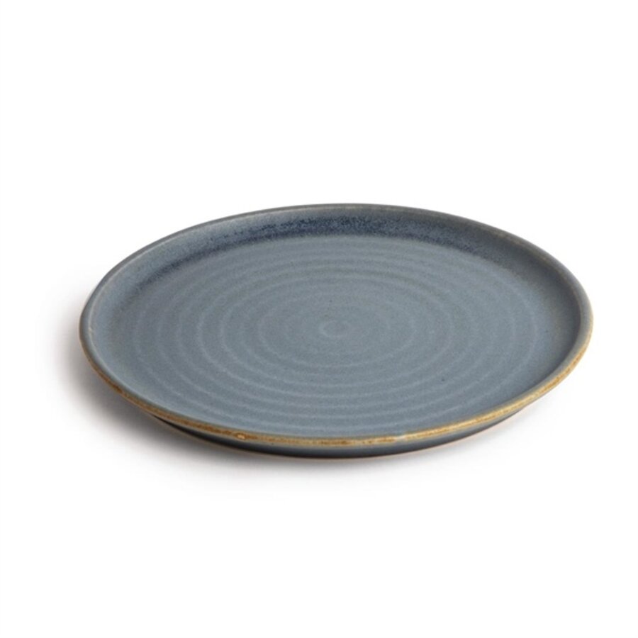 Canvas ronde borden met smalle rand | blauw graniet | 26,5Øcm | 6 stuks