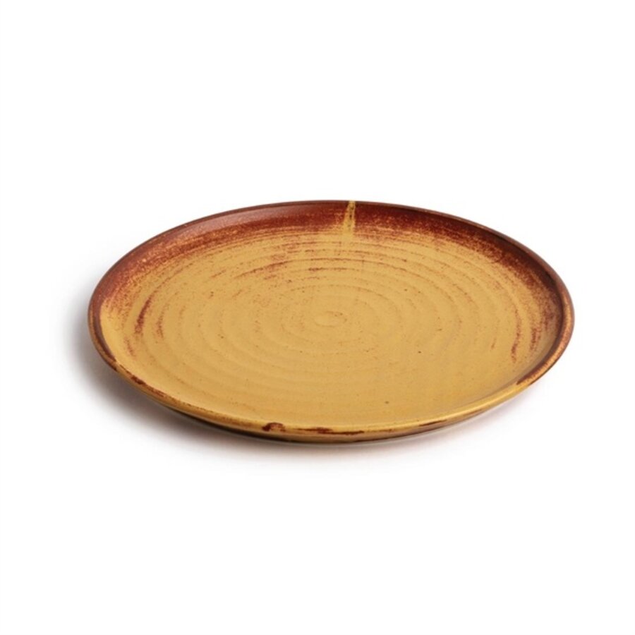 Canvas ronde borden met smalle rand | roestoranje | Ø26,5cm | 6 stuks