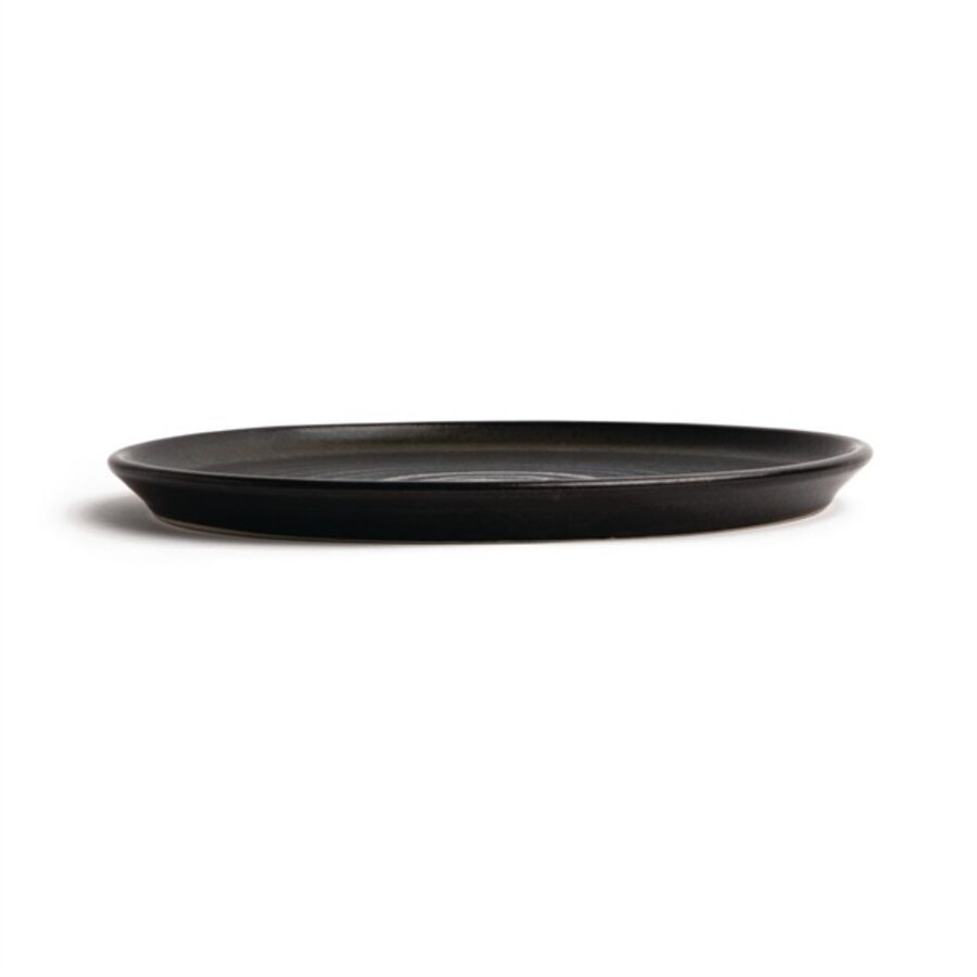 Canvas ronde borden met smalle rand | zwart | 26,5Øcm | 6 stuks