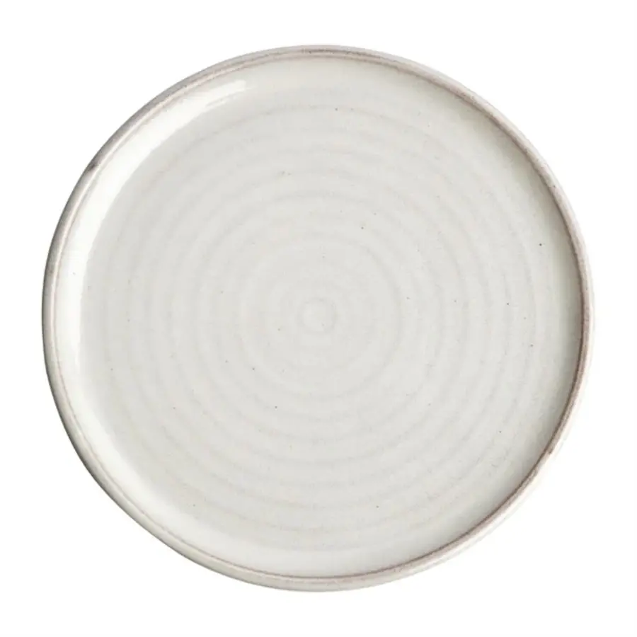 Canvas ronde borden met smalle rand | wit | 26,5Øcm | 6 stuks