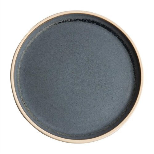  Olympia Canvas platte ronde borden | blauw graniet | 25Øcm | 6 stuks 