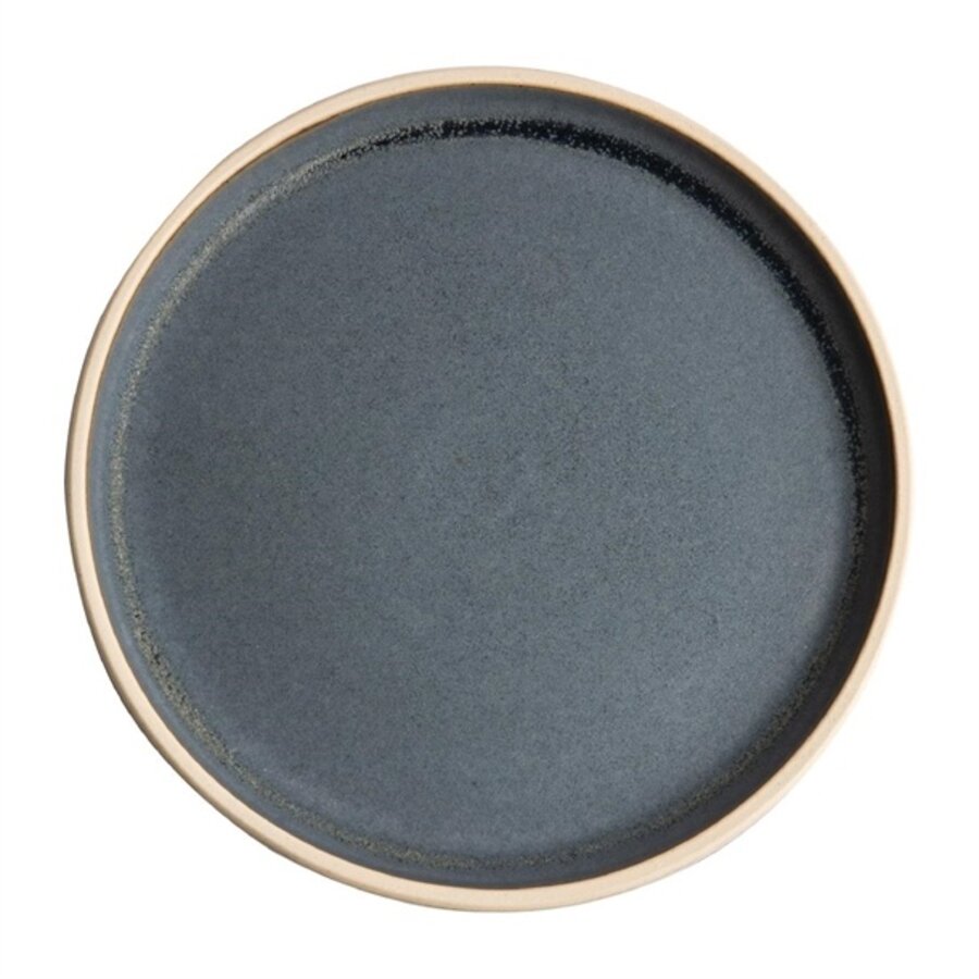 Canvas platte ronde borden | blauw graniet | 25Øcm | 6 stuks