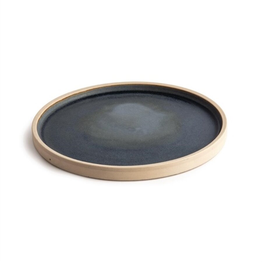 Canvas flat round plates | blue granite | 25Øcm | 6 pieces