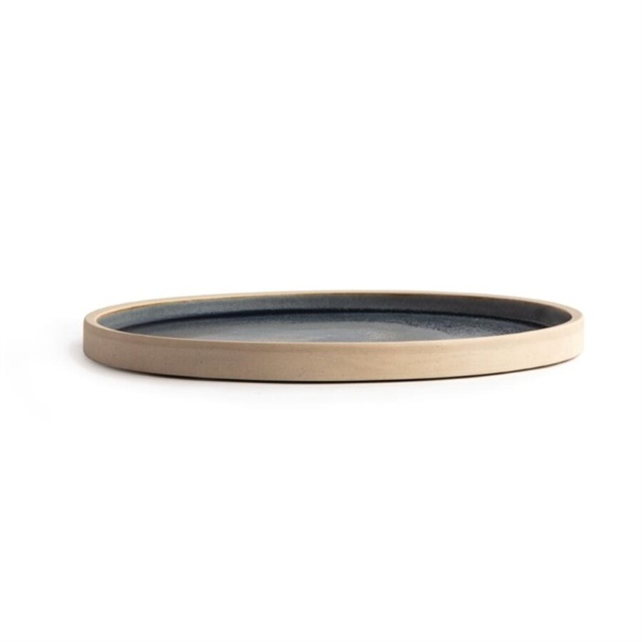Canvas flat round plates | blue granite | 25Øcm | 6 pieces