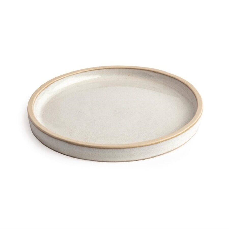 Canvas platte ronde borden | wit | 18 cm | 6 stuks