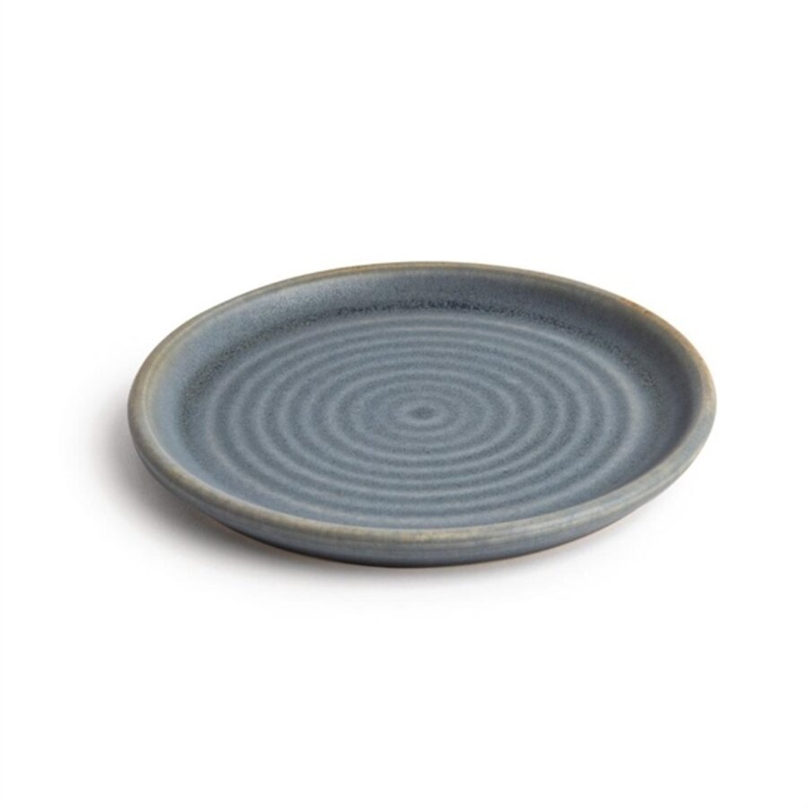 Canvas ronde borden met smalle rand | blauw | 18 cm | 6 stuks