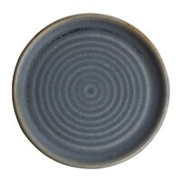 Canvas ronde borden met smalle rand | blauw | 18 cm | 6 stuks