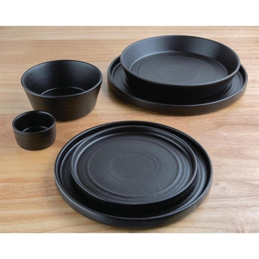 Cavolo platte ronde borden | 22cm | zwart | 4 stuks