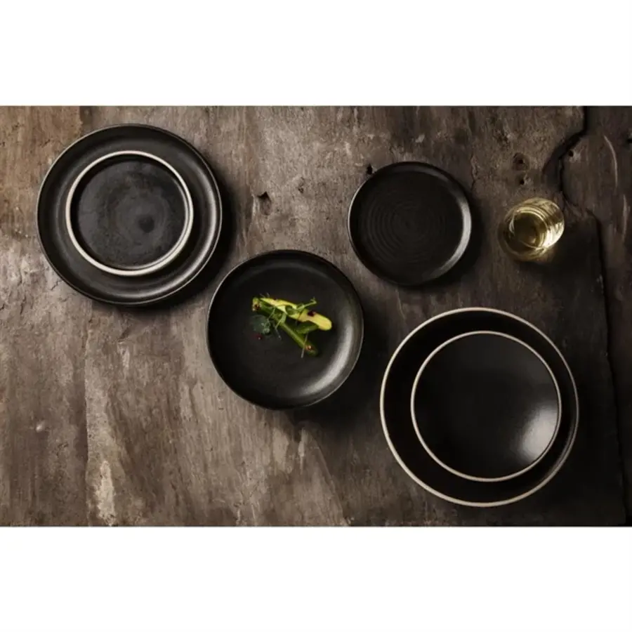 Canvas round plates with narrow edge | black | 18cm | 6 pieces