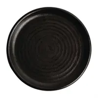 Canvas ronde borden met smalle rand | zwart | 18 cm | 6 stuks