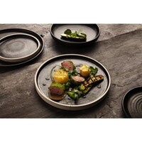 Assiettes rondes plates en toile | noir | 18Øcm | 6 pièces