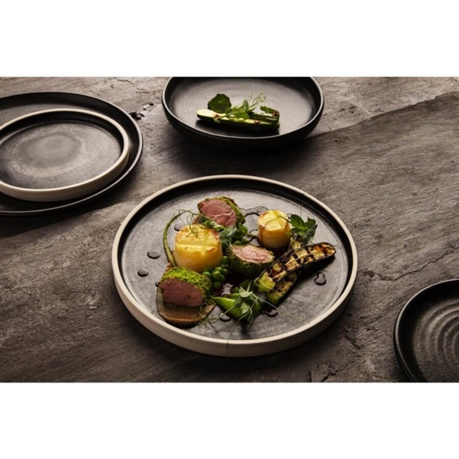 Assiettes rondes plates en toile | noir | 18Øcm | 6 pièces