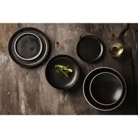 Canvas round plates with narrow edge | black | 18 cm | 6 pieces
