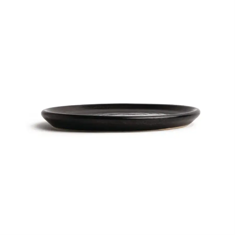 Canvas round plates with narrow edge | black | 18cm | 6 pieces