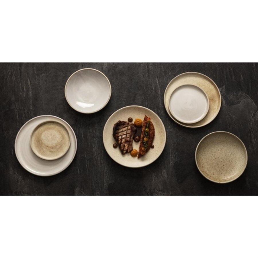 Canvas round plates with narrow rim | cream | 18 cm | 6 pieces