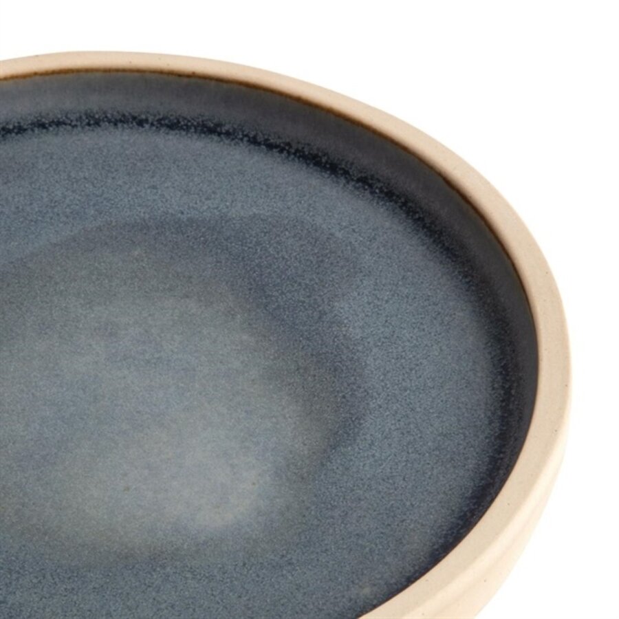 Canvas platte ronde borden | blauw graniet | 18cm | 6 stuks