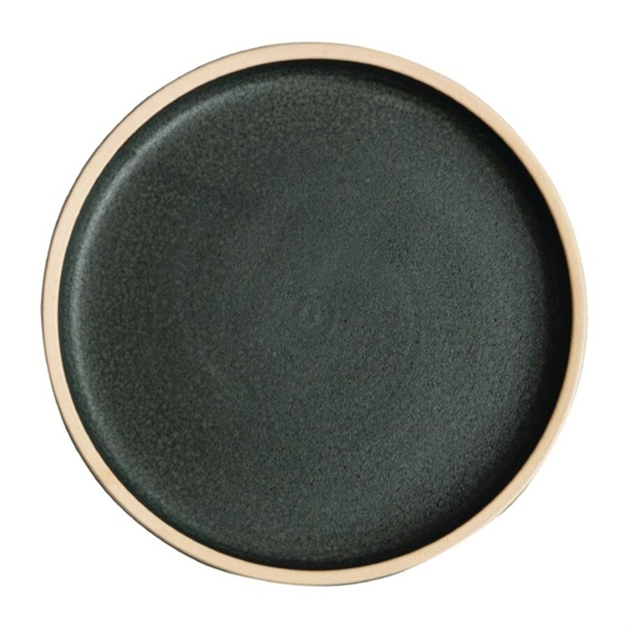 Canvas flat round plates | dark green | Ø18cm | 6 pieces