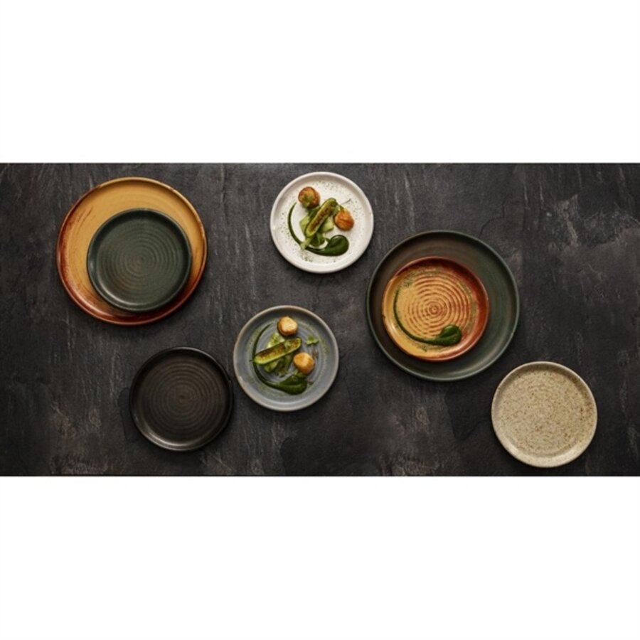 Canvas round plates with narrow rim | cream | 18 cm | 6 pieces