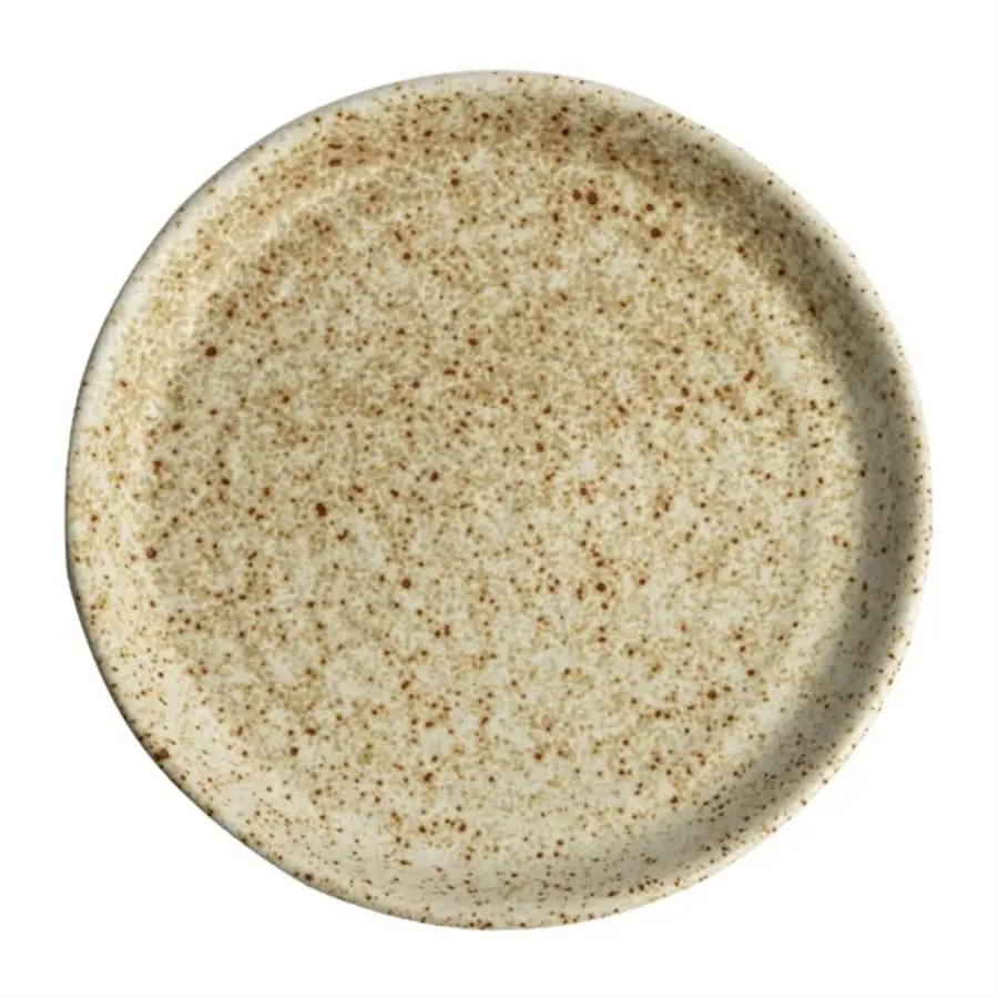 Canvas ronde borden met smalle rand | crème | 18 cm | 6 stuks
