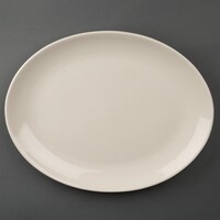 Assiettes ovales coupées en ivoire | 33Øcm | 6 pièces