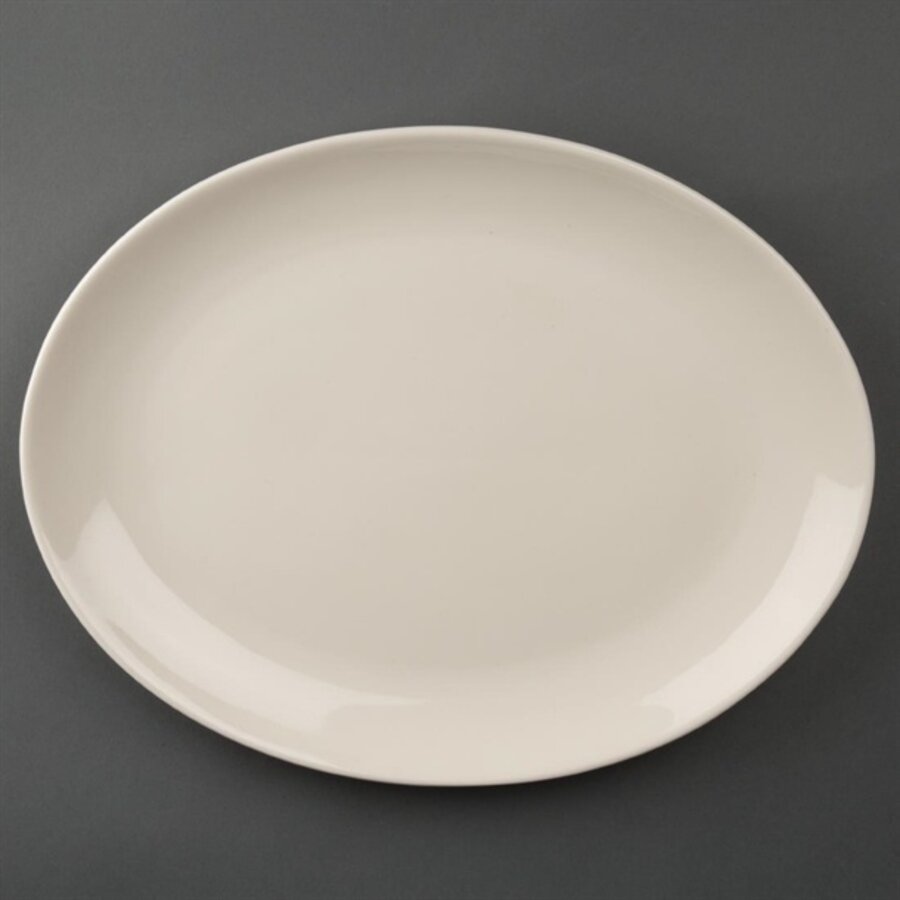 Assiettes ovales coupées en ivoire | 33Øcm | 6 pièces