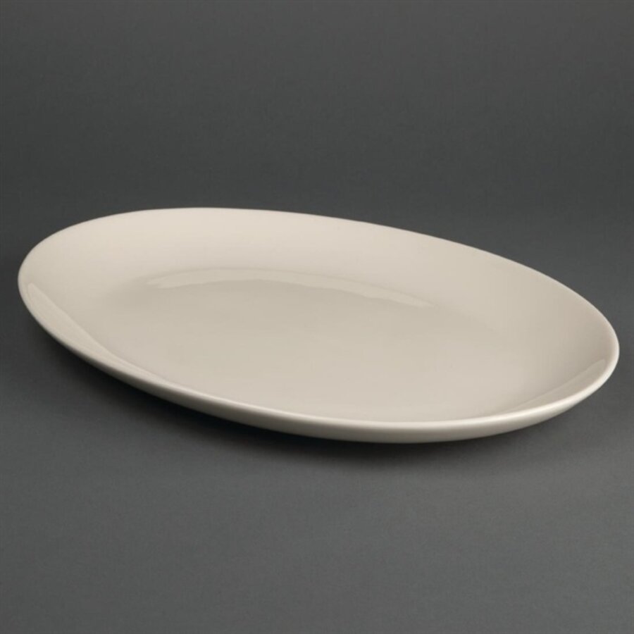 Assiettes ovales coupées en ivoire | 33Øcm | 6 pièces
