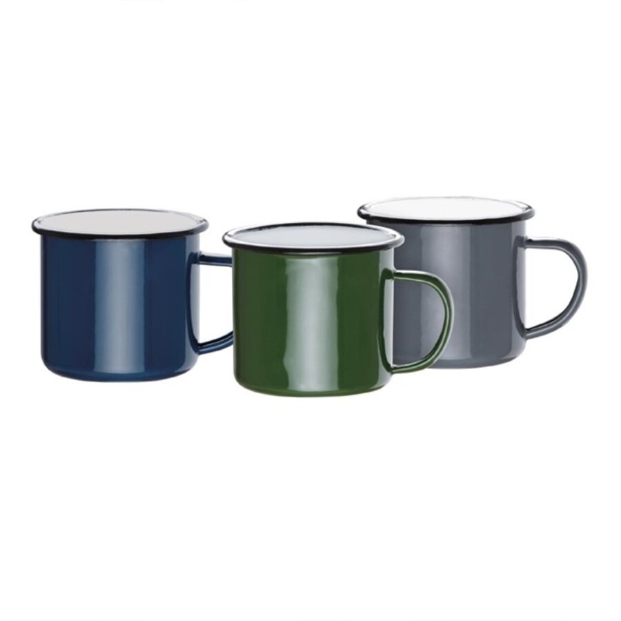 Enamel mug | gray | 35cl | 6 pieces