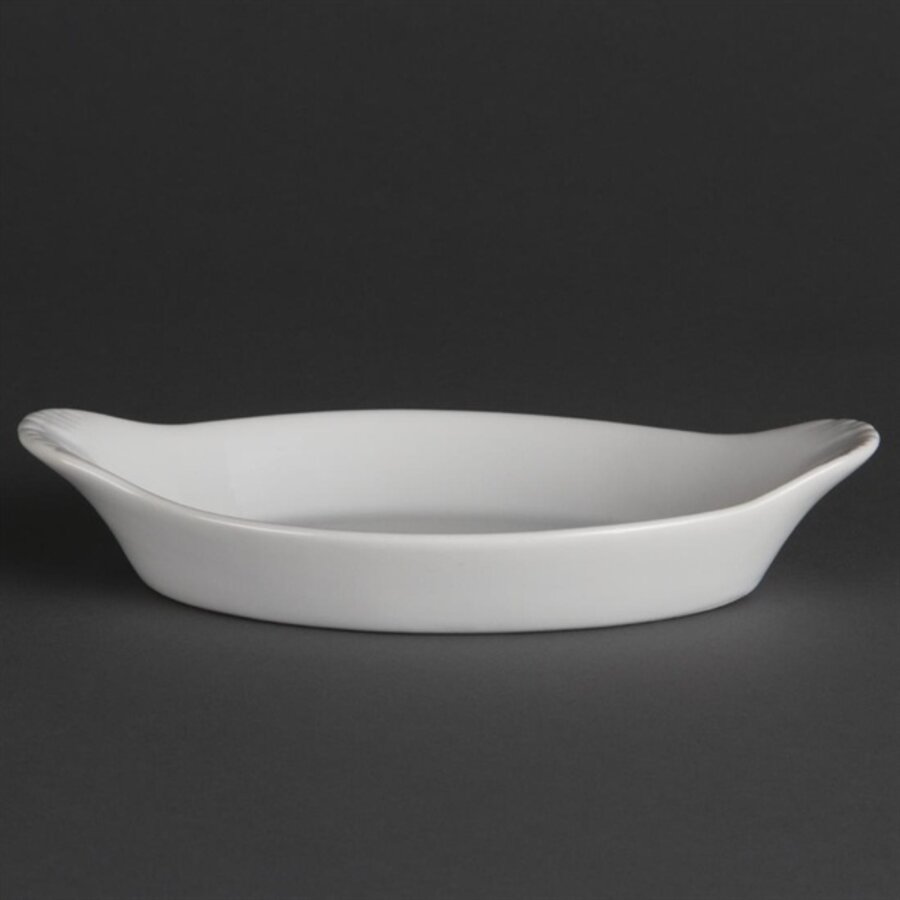 Plats à four ovales en faïence blanche 20,4 x 11,5 cm (6 pièces)