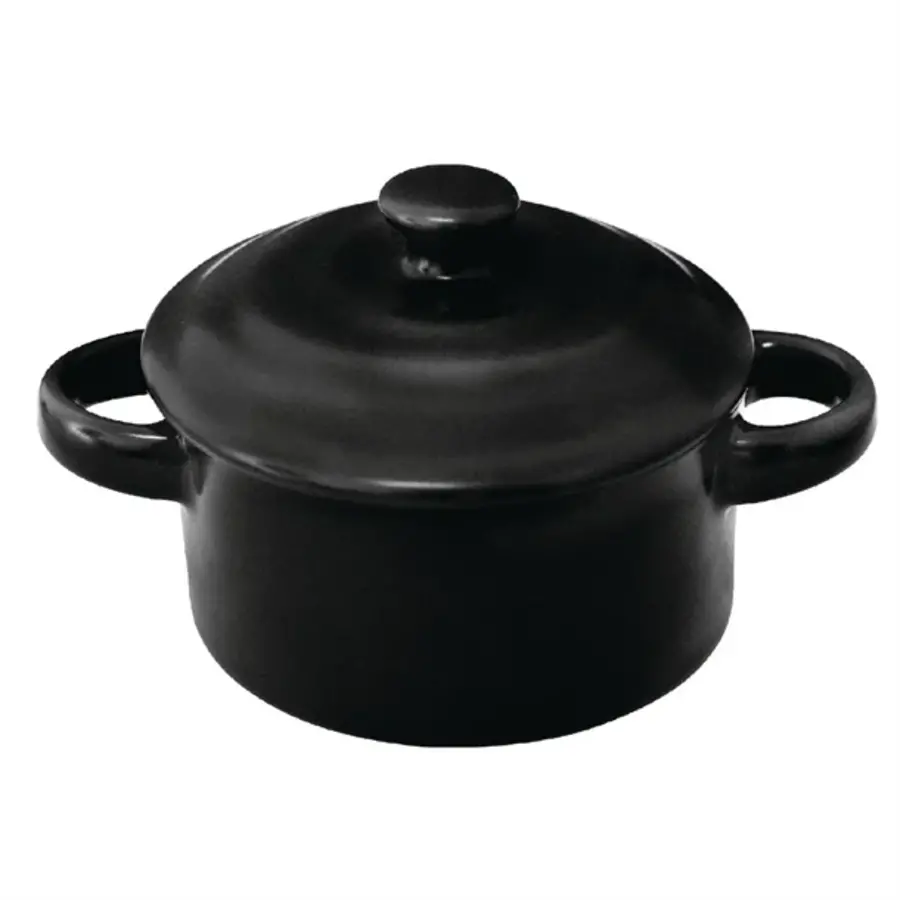 Mini casserole | Stoneware | Black | Ø142ml | 4 pieces